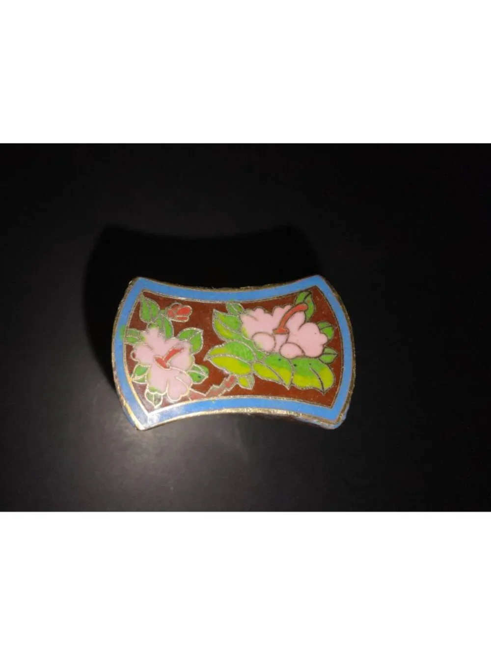 Vintage Chinese Cloisonné Enamel Trinket Box With Bird & Floral Design Lidded